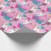 Santa Hat Ghosts with Christmas Tree & Presents Geschenkpapier (Ecke)