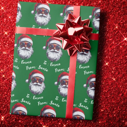 Santa Hat Gift Wrap, Custom Name Holiday Gift Geschenkpapier