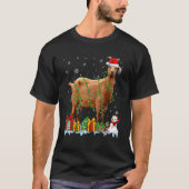 Santa Hat Goat Christmas Lights Animals T-Shirt (Vorderseite)