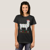 Santa Hat Llama Xmas Lights Ugly Llama Christmas T-Shirt (Vorne ganz)