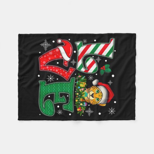 Santa Hat Love Cheetah Animal Xmas Men Women Girls Fleecedecke (Vorderseite (Horizontal))