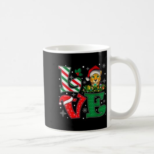 Santa Hat Love Cheetah Animal Xmas Men Women Girls Kaffeetasse (Rechts)