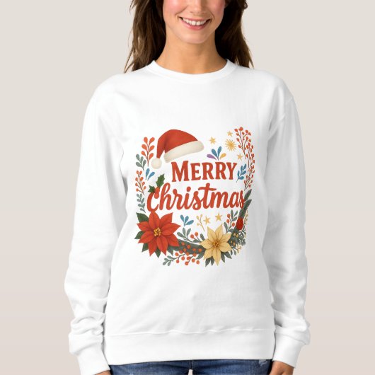 Santa Hat Merry Christmas Sweatshirt (Vorderseite)
