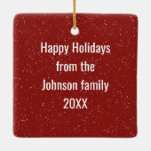 Santa Hat On a Snowy Fence Post Keramikornament (Rückseite)