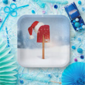 Santa Hat On Red Snow Shovel  Pappteller (Party)