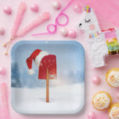 Santa Hat On Red Snow Shovel  Pappteller (Party)