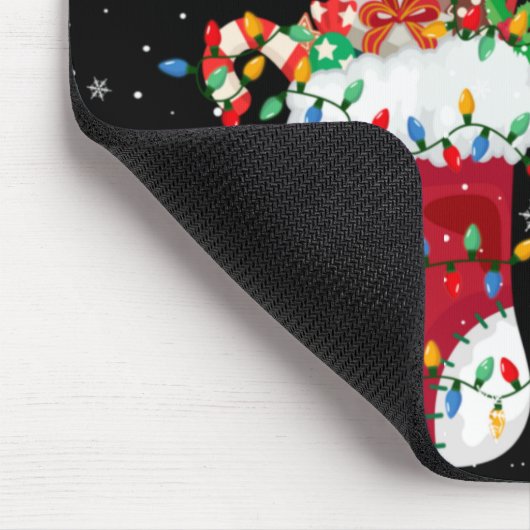 Santa Hat Otter Animal In Socks Xmas Tree Lights T Mousepad (Ecke)