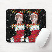 Santa Hat Otter Animal In Socks Xmas Tree Lights T Mousepad (Mit Mouse)