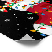 Santa Hat Otter Animal In Socks Xmas Tree Lights T Poster (Ecke)