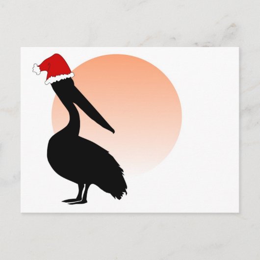 Santa Hat Pelican Feiertagspostkarte (Vorderseite)