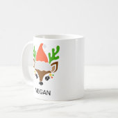 Santa Hat Reindeer Face Holiday Kaffeetasse (Vorderseite Links)