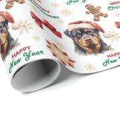 Santa Hat Rottweiler Dog Christmas Geschenkpapier (Rolleneckpunkt)