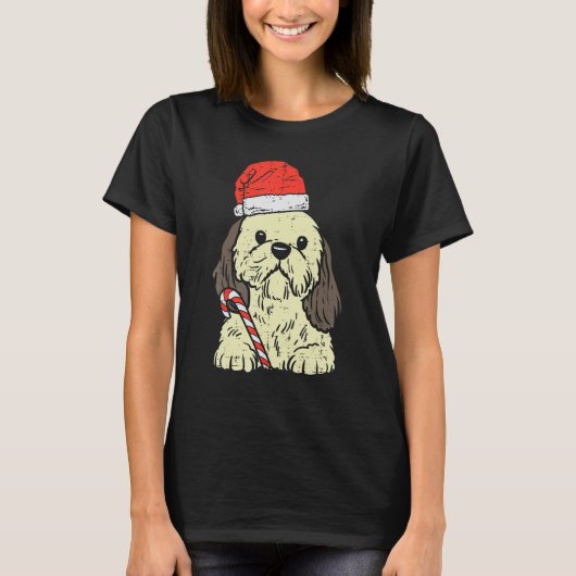 Santa Hat Shih Tzu Dog Christmas Xmas Men Women T-Shirt (Vorderseite)
