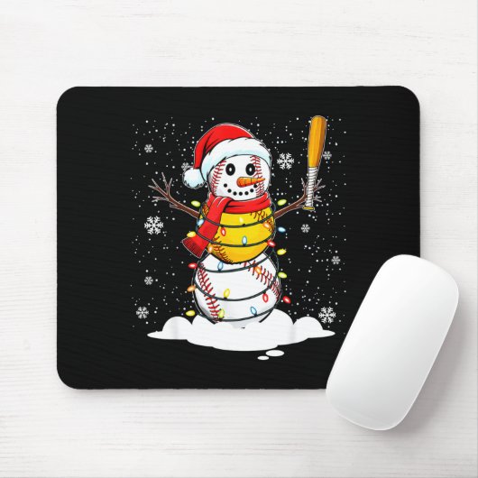 Santa Hat Snowman Xmas Funny Baseball Softball Chr Mousepad (Mit Mouse)