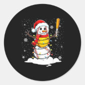 Santa Hat Snowman Xmas Funny Baseball Softball Chr Runder Aufkleber (Vorderseite)