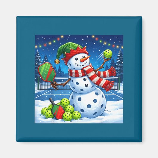 Santa Hat Snowman Xmas Funny Ckleball Christmas Magnet (Vorne)