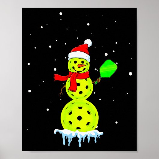 Santa Hat Snowman Xmas Funny Pickleball Player Pad Poster (Vorne)