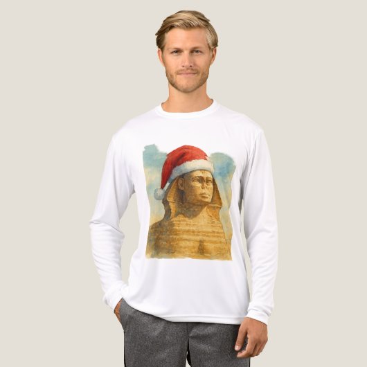 Santa Hat Sphinx Egyptian Christmas & New year art Tri-Blend Shirt (Vorderseite komplett)
