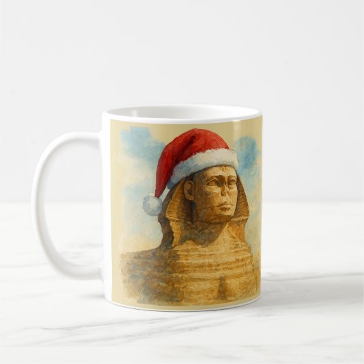 Santa Hat Sphinx Mug Egyptian Holiday Kaffeetasse (Links)