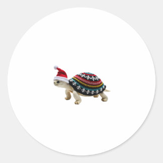 Santa Hat Tortoise - Vintage Sea Turtle Xmas Ugly  Runder Aufkleber