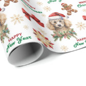 Santa Hat Toy Poodle Dog Christmas Geschenkpapier (Rolleneckpunkt)