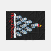 Santa Hat Ugly Xmas Funny Wolf Christmas Tree Fleecedecke (Vorderseite (Horizontal))