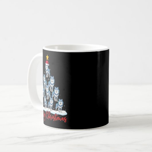 Santa Hat Ugly Xmas Funny Wolf Christmas Tree Kaffeetasse (Vorderseite Links)