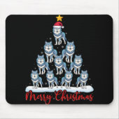 Santa Hat Ugly Xmas Funny Wolf Christmas Tree T Sh Mousepad (Vorne)