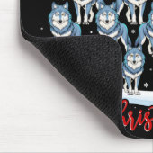 Santa Hat Ugly Xmas Funny Wolf Christmas Tree T Sh Mousepad (Ecke)