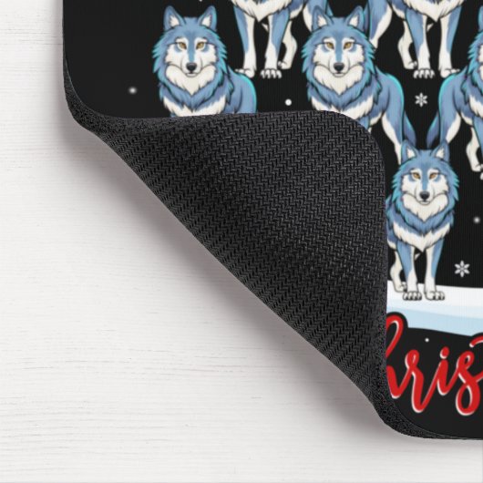 Santa Hat Ugly Xmas Funny Wolf Christmas Tree T Sh Mousepad (Ecke)