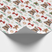 Santa Hat Yorkshire Terrier Dog Christmas Geschenkpapier (Ecke)