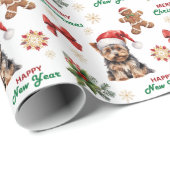 Santa Hat Yorkshire Terrier Dog Christmas Geschenkpapier (Rolleneckpunkt)