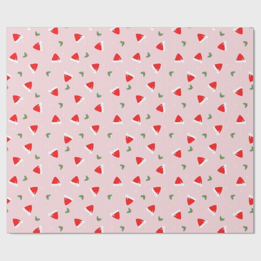 Santa Hats - Pink Christmas Cute Pattern Geschenkpapier (Flach)