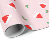 Santa Hats - Pink Christmas Cute Pattern Geschenkpapier (Rolleneckpunkt)