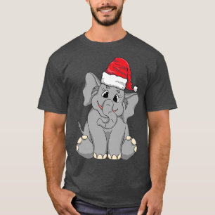 Santa HatTragen Niedlicher Baby Elephant Funny Chr T-Shirt