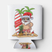 Santa Hawaiian Surfing Weihnachtssurf Hawai Dosenkühler (Rückseite)
