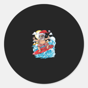 Santa Hawaiianisches Surfen T-Shirt Weihnachten So Runder Aufkleber