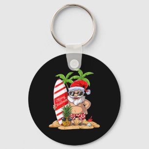 Santa Hawaiianisches Surfen T-Shirt Weihnachten So Schlüsselanhänger