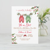 Santa He or She Christmas Gender Reveal Invitation Einladung (Stehend Vorderseite)