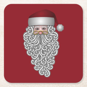 Santa Head mit Curry Bart Red Rechteckiger Pappuntersetzer