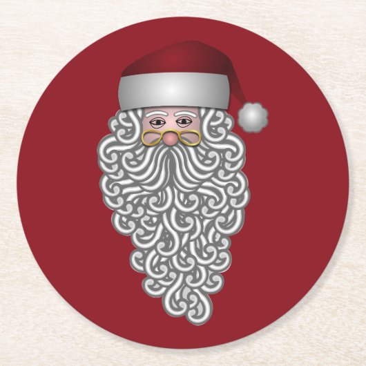 Santa Head mit Curry Bart Red Runder Pappuntersetzer (Vorderseite)