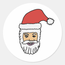 Santa Head Round Aufkleber
