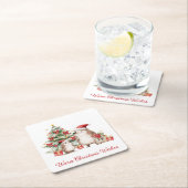 Santa Hedgehog Christmas Wishes Rechteckiger Pappuntersetzer (Vor Ort)