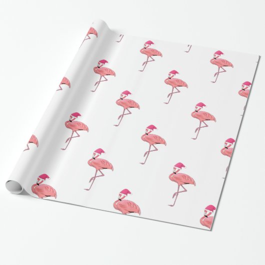 Santa Helper Flamingos Pattern Geschenkpapier (Ungerollt)