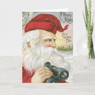 Santa, "He's Looking for You!" Feiertagskarte