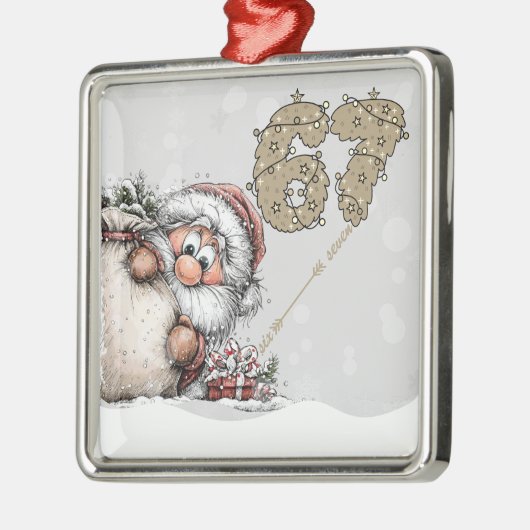 Santa Hiding from Six Seven Christmas Ornament (Links)