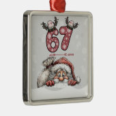 Santa Hiding from Six Seven Christmas Ornament Aus Metall (Rechts)