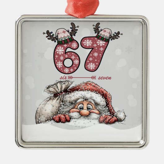 Santa Hiding from Six Seven Christmas Ornament Aus Metall (Vorne)