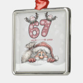 Santa Hiding from Six Seven Christmas Ornament Aus Metall (Links)