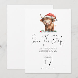 Santa Highland Cow Weihnachten Save the Date Einladung